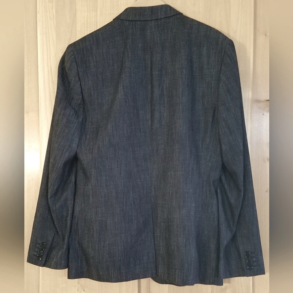NWOT Express Men's Two Button Blazer Jacket Long Sleeve Fitted Dark Gray Size 40 - Picture 2 of 6